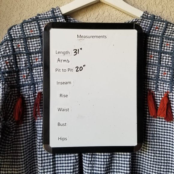 Zara Woman Gingham Check Embroidered Tassel Top Boho Blue White Womens Size S - Picture 11 of 12